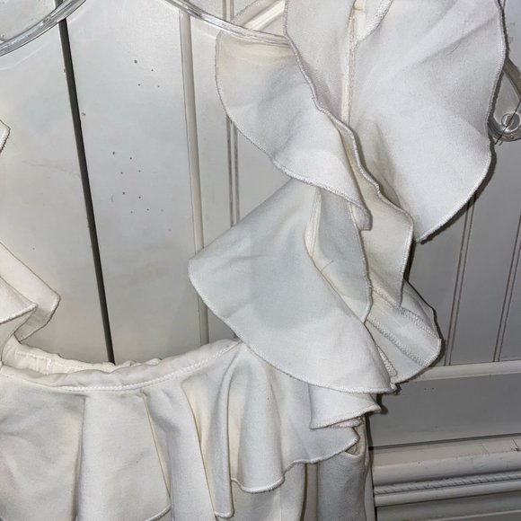 French Connection Womens Whisper Ivory Ruffled Sle - Picture 4 of 5